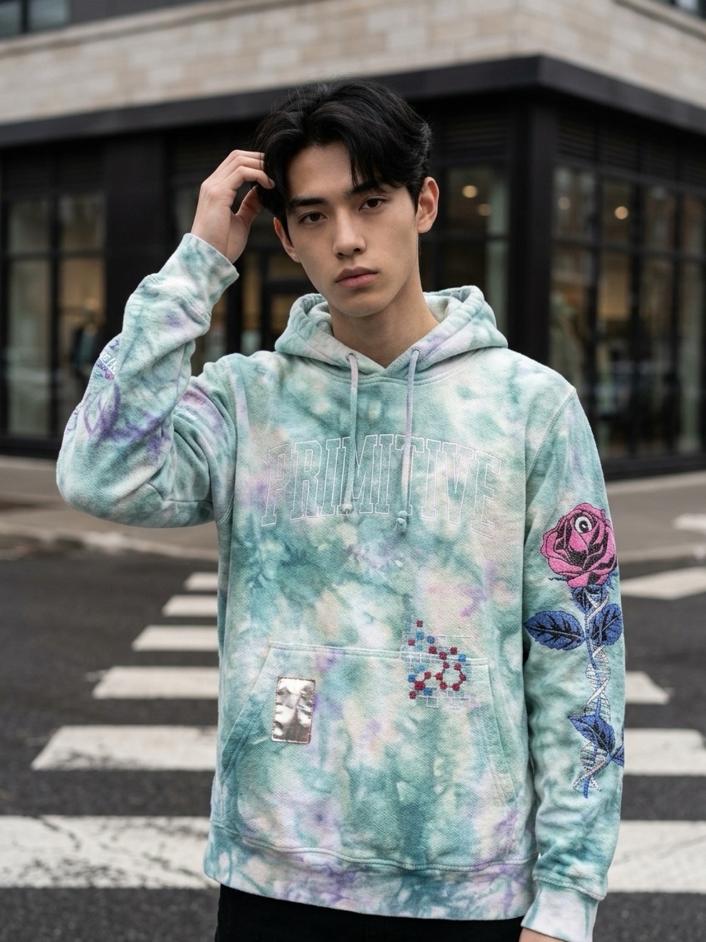 Primitive Skateboarding Tie-Dye Pullover Hoodie - Size Small